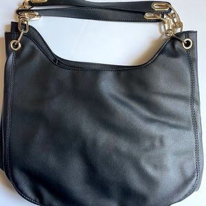 Black Hobo Bag with Goldtone Hardware